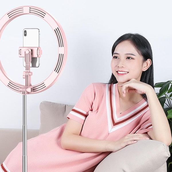 

flash heads fill light led ring floor to ceiling folding stand for live broadcast, makeup, beauty