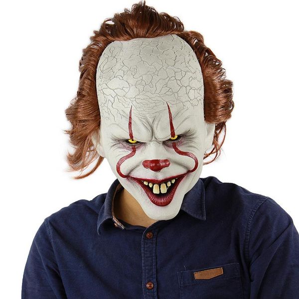 Силиконовый фильм Стивен King's It 2 ​​Joker Pennewise Mask The Full Face Close Clown Латексная маска Хэллоуин Партия ужасная косплей маска