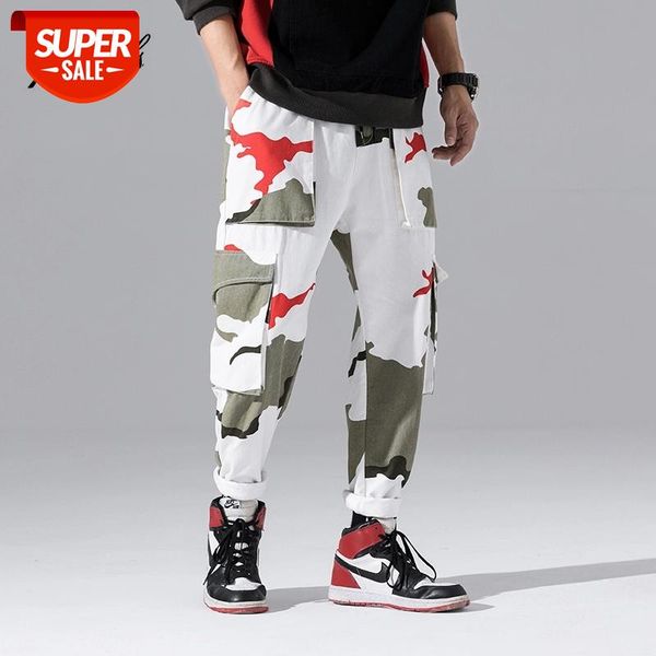

Original Design Japanese Style Multi-Pockets Camouflage Straight Men Trousers Hip Hop Autumn Fashion Casual Cargo Pants Bright #xu6D, Black