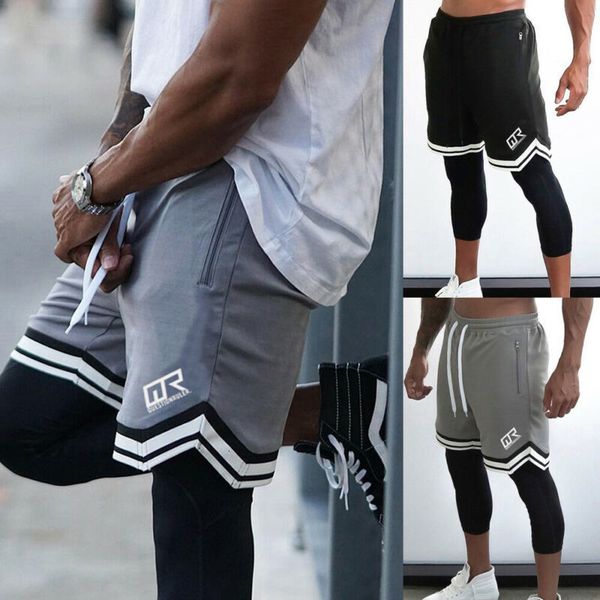 

sale2021 new on men sports training bodybuilding gym shorts workout fitness loss short broek, White;black