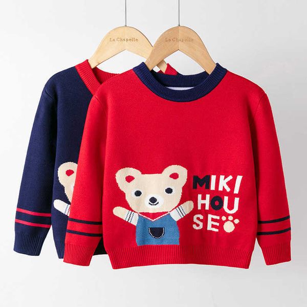 

cartoon print winter boy knitted bottoming shirts warm baby pullover toddler girl sweater kids autumn clothes winter y1024, Blue