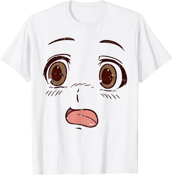 

women's t-shirt t shirt women kawaii summer tee shocked anime face eyes cute japanese manga japan otaku gift, White