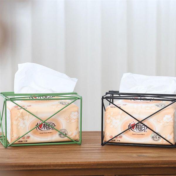 

tissue boxes & napkins wrought iron multi-functional box home bedroom wall desktoilet paper tray napkin storage (black)
