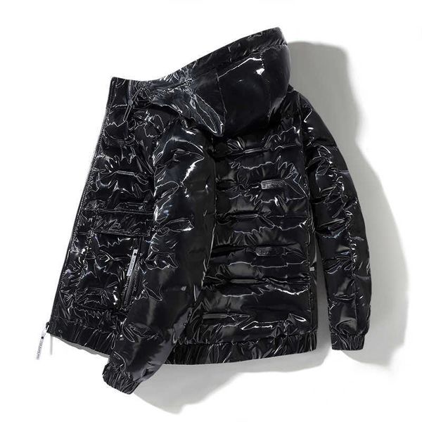 

men's windbreaker, hooded coat, thick warm coat, bright black jacket, brand outdoor clothing, fashion, winter