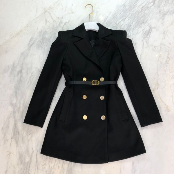 

2021 black/khaki women's blazers dress designer letter belt double buttons wome's suits and blazer 83033, White;black