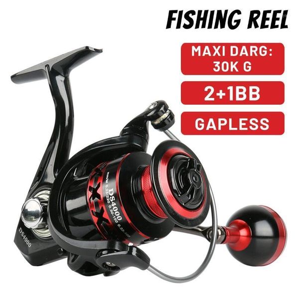 

baitcasting reels full metal gapless fishing reel 2000-7000 max drag 30kg 2+1bb alloy resistance spinning speed ratio 5.0:1 4.7:1 acc