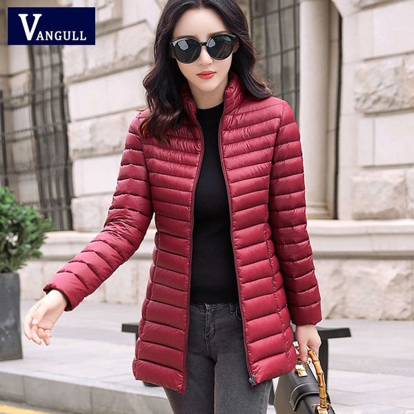 

vangull autumn winter women basic jacket coat female slim hooded cotton parkas casual female medium-long jackets coats outwear 201014, Black