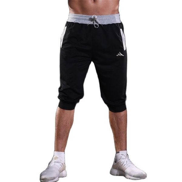 

summer thin section short men's casual cropped loose pants straight stretch breeches 210315, White;black