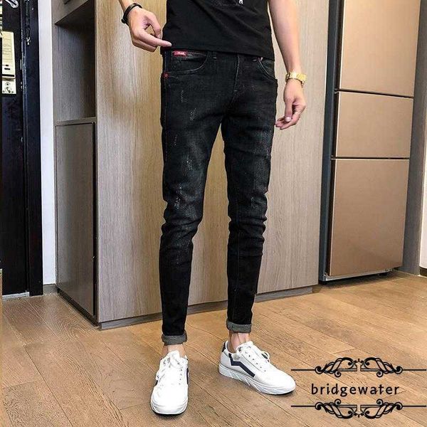 

bridgewater skinny jeans men's spring new brand ankle-length pants tight pants casual men's all-match fashion oversize x0621, Blue