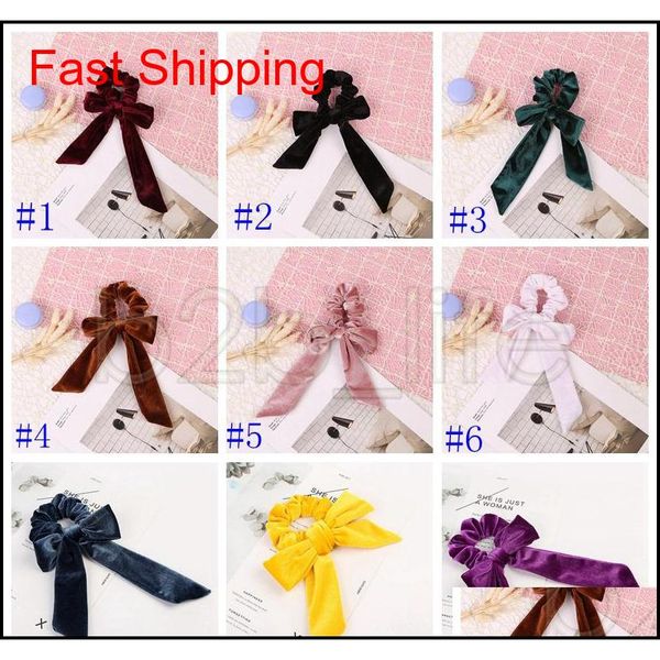 

girls velvet headrope women hair bow headband velvet elastic hair ropes scrunchies hair ties qyluvd luckyhat, Silver