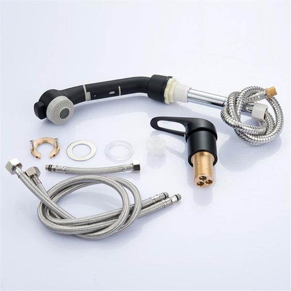 

kitchen pull out side sprayer faucet rotation stream cold wash basin tap full copper retractable rotary sink faucet