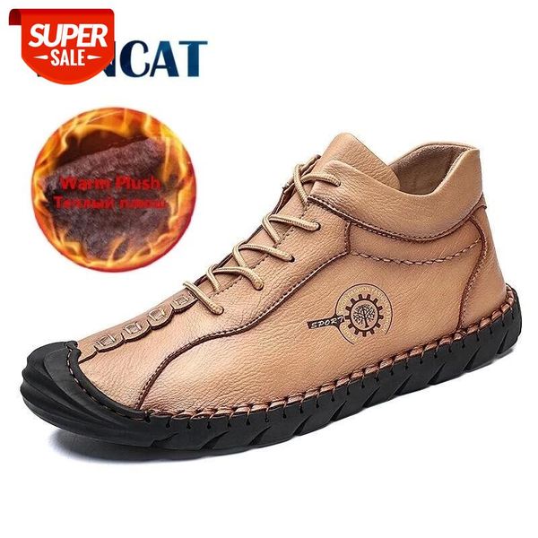 

new winter men's boots comfortable men ankle boots thick plush warm snow leather autumn outdoor man motorcycle 38-48 #9a5z