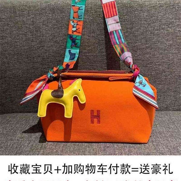 

outlet herme 2021 early spring h canvas make-up lunch wash bag rectangular large capacity luxuryss designerss b wan