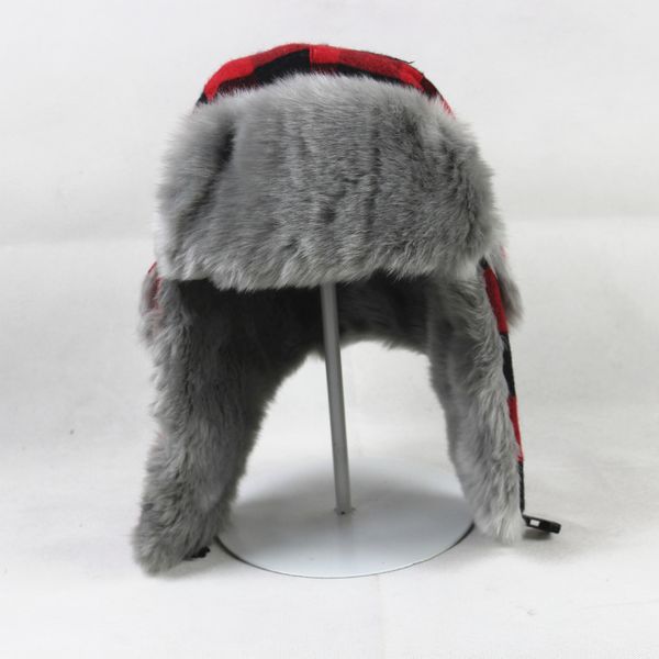 

winter hats for mens women bomer hat russian ushanka hat thicker plaid earflap hat fur trapper warm, Blue;gray