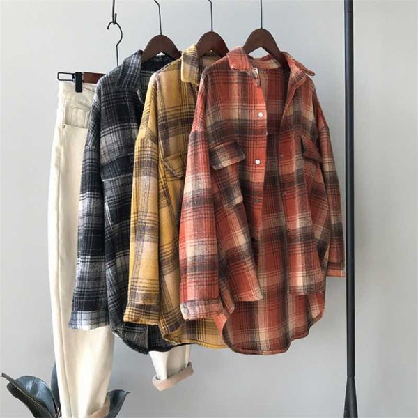 

women spring autumn blouse korean long sleeve shirts casual plaid fuzzing loose cardigan vintage blouses feminina camisa, White