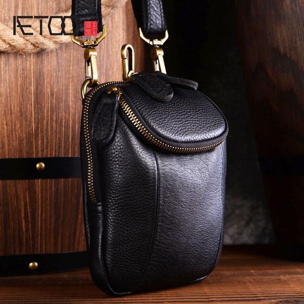

HBP AETOO The First Layer of Leather Men's Small Bag Leather Casual Small, Black