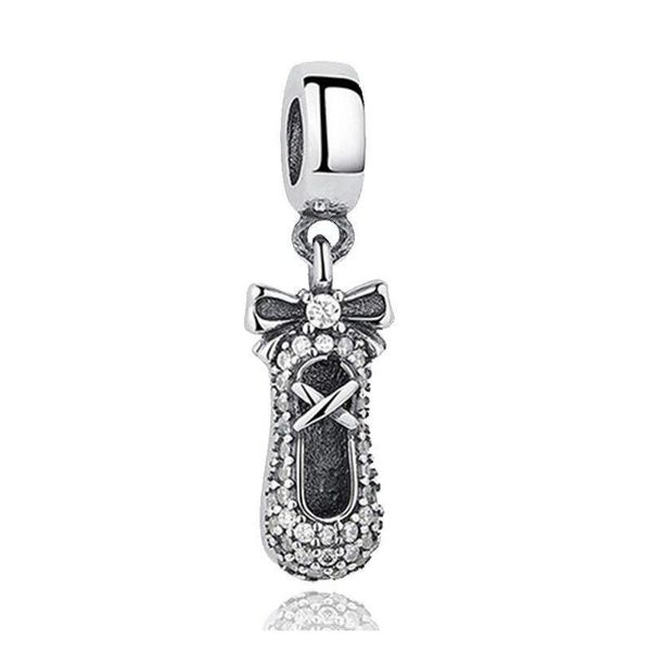 

100% 925 sterling silver ballet shoes dangle charms fit pandora original european charm bracelet fashion women wedding engagement jewelry ac, Bronze;silver