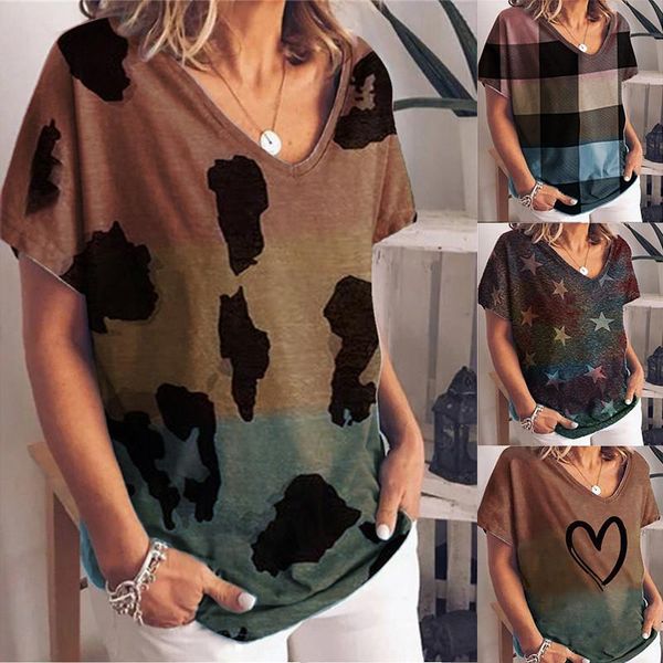

women's t-shirt short-sleeved loose large size female trend original summer tee 2021 early round neck printing, White