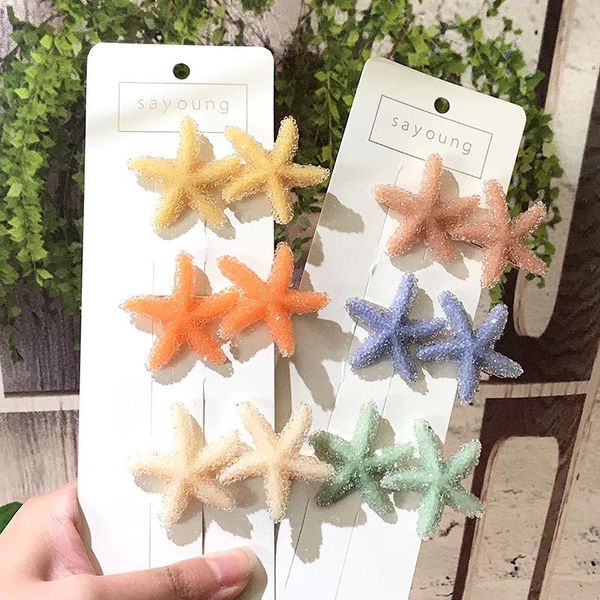 

hair accessories sweet starfish hairpin clip star edge girl mori headdress for girls wholesale, Slivery;white