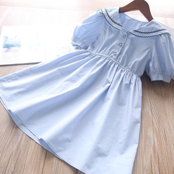

girl's dresses 2021 summer girls blue cotton causal dress baby girl schol wholesale kids clothing, Red;yellow