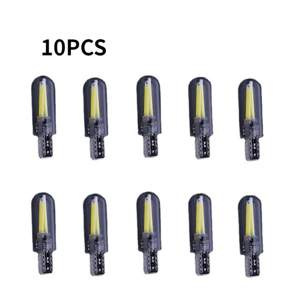 

emergency lights 10pcs/set white w5w led t10 cob glass car light filament auto automobiles reading dome bulb lamps drl styling 12v
