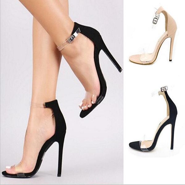 

dress shoes summer women sandals ankle strap high heel for peep toe heels party wedding woman c122, Black