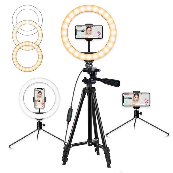 

flash heads dimmable led selfie ring fill light pography phone camera lamp with tripod for makeup video live ringlight tik tok