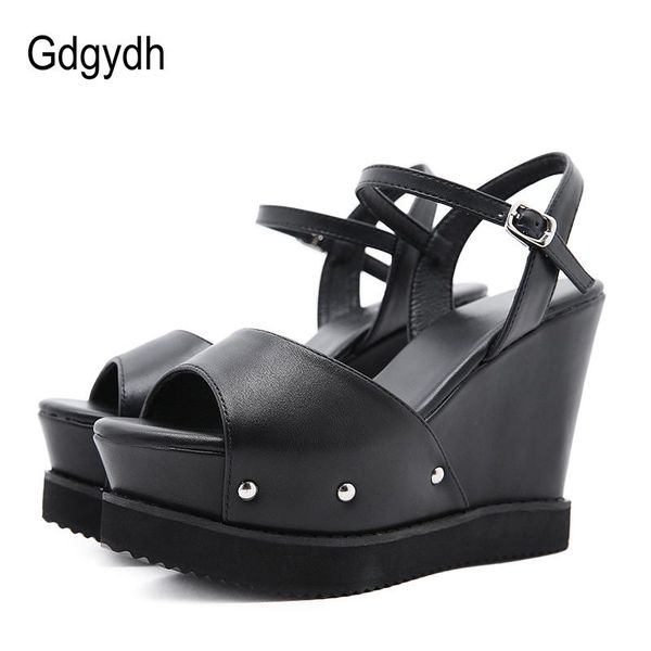 

sandals gdgydh black high heel fish mouth party thick bottom platform wedges women's shoes for summer korean style buckle
