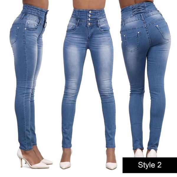 

women's jeans 2021 woman high waist slim fit skinny hips women autumn winter pants quality female clothing, Blue