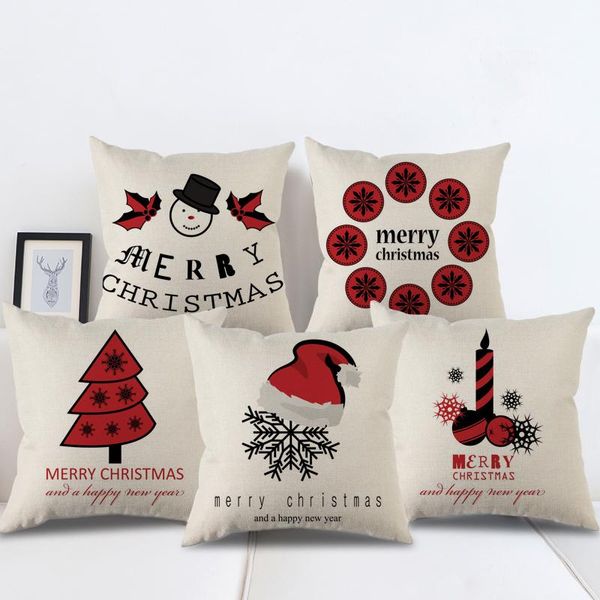 

pillow case christmas snowman happy year covers cases cotton linen zippered square decorative pillowcase office,home cushion