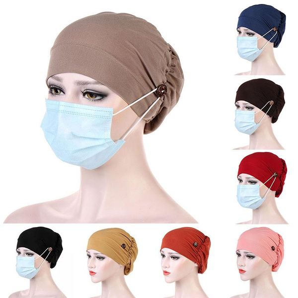 

ethnic clothing fashion casual turban cap muslim head wrap solid wear headscarf breathable for women girls hat, Red