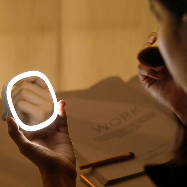 

vanity lights 2021 portable makeup mirror with light mini compact rechargeable dimmable leds cosmetics