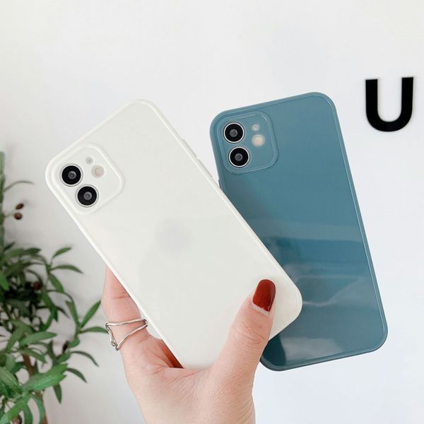 

simple candy color camera protection glossy phone case for iphone 12 pro max 7 8 plus x xs xr se2020 11 soft tpu back cover