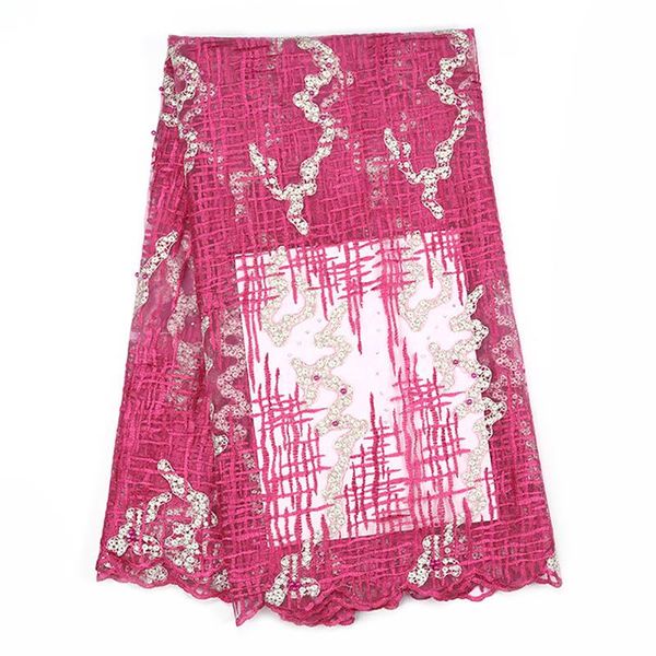 

ribbon african tulle lace series of fabrics the latest nigerian bead embroidery, Pink;blue