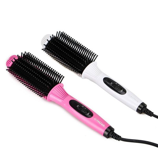 

electric hair brushes multifunctional 2 in 1 straightening brush curler ceramic smoothing female curling iron