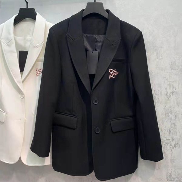 

ff suit jacket for women 2021 autumn new versatile slimming fashionable letter embroidered pocket single-breasted single western fashion, Black