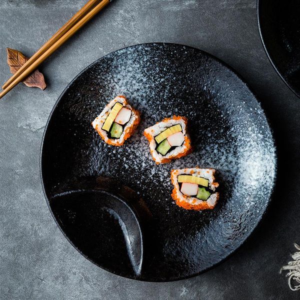 

dishes & plates ceramic tableware steamed dumpling plate with vinegar household sushi round creative personality table decoration