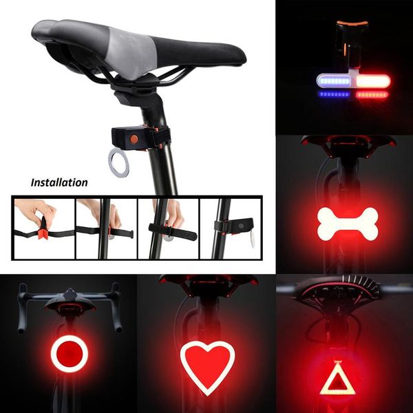 

rechargeable led bike tail light rear bike light waterproof with 7 modes