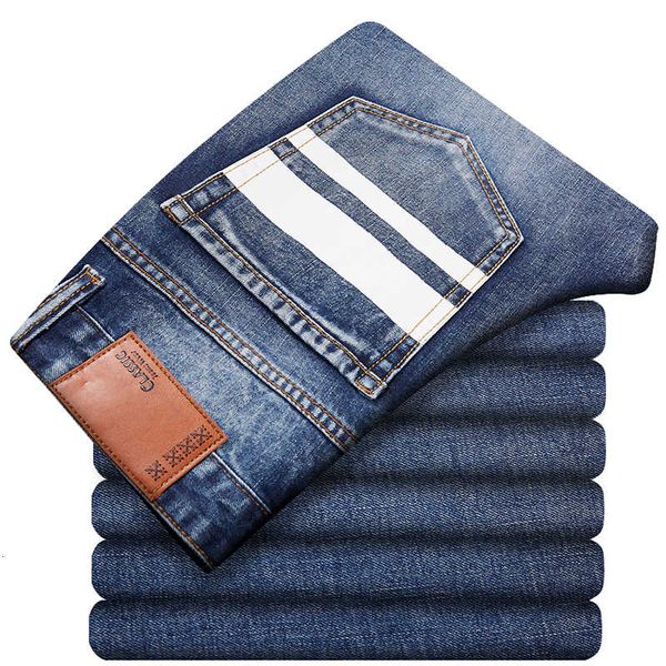 

2021 men right jeans big size 42 44 46 fashion printing denim blue broek men's brand