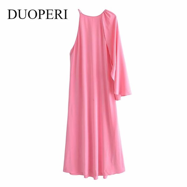 

casual dresses duoperi fashion asymmetric backless dress women one sleeve elegant prom chic lady maxi long female robe, Black;gray