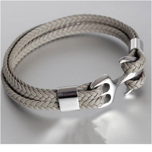 

tangyin new stainless steel anchor bracelet charm men leather rope chain survival bracelets for men and women jewelry jlljfq