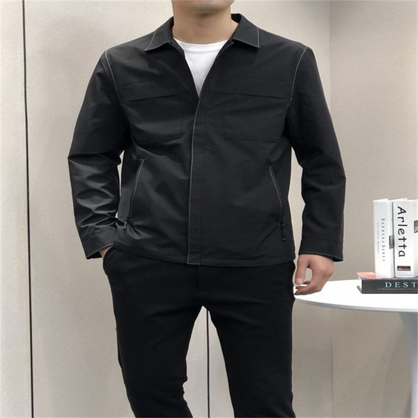 

sp2021 fall new men's lightweight lapel jacket 86159, Black