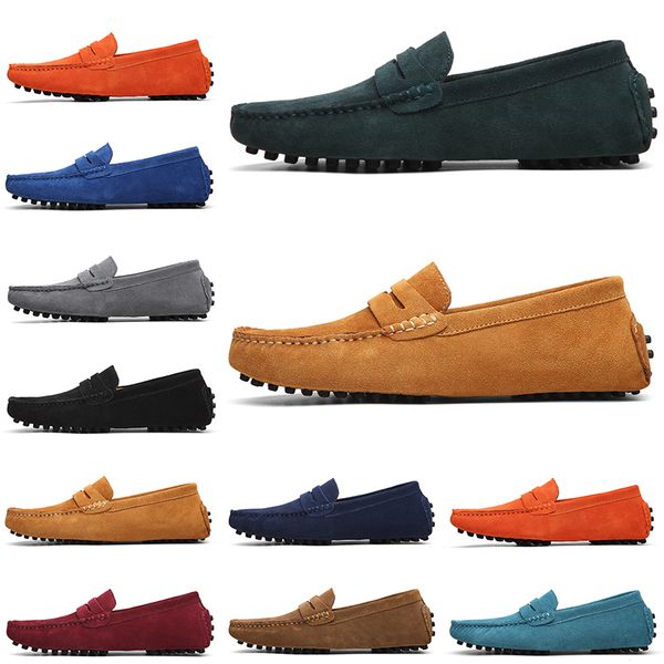 

2021 running shoes jogging casual selling black pink blue gray orange green brown mens slip on lazyleather peas size