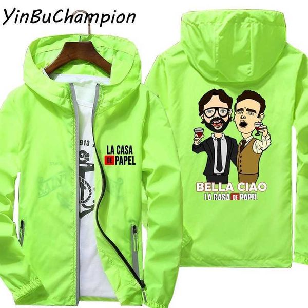 

la casa de papel money heist house of paper jacket men's bomber windbreaker skin streetwear coat reflective plus size 7xl, Black;brown