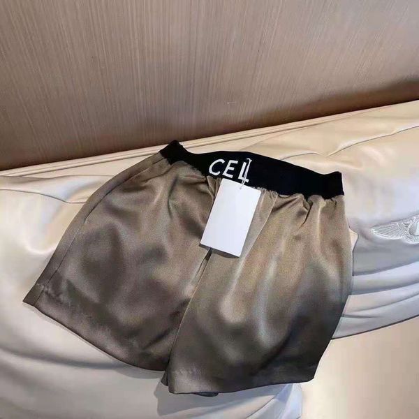 

21 summer triumphal arch ce new simple fashion elastic waist acetic acid shorts women's slim loose pants, White;black