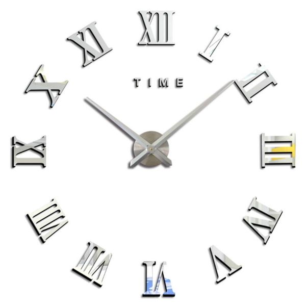 

wall clocks home decoration big roman mirror fashion modern quartz clock diy sticker acrylic