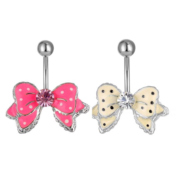 

d0027-1 ( 2 colors ) nice bowknot style 002-01 belly button navel rings dangle accessories fashion charm rabbit cz 10pcs/lot, Silver