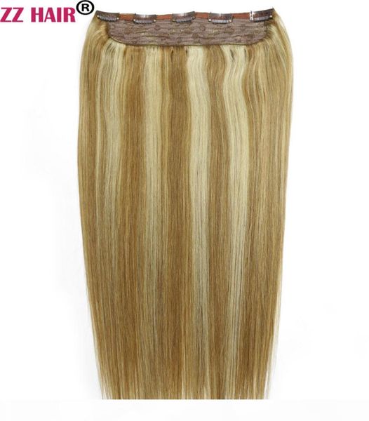 

16"-28" 100% brazilian remy human hair 140g 1pcs set clips in on human hair extension one piece hair 5 clips natural straight, Black;brown