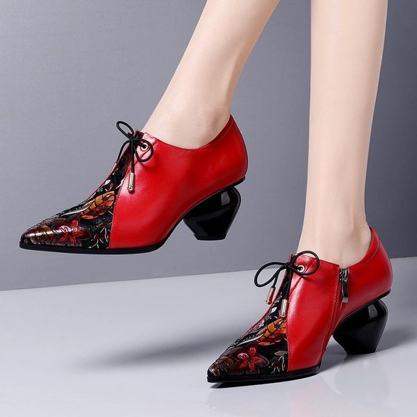 

dress shoes 2021 genuine leather pointed toe mixed colors women brand heels office ladies pumps, Black