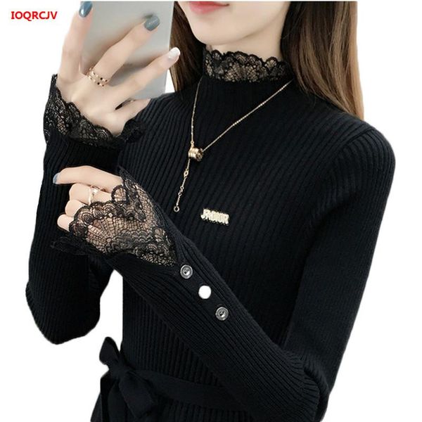 

casual dresses turtleneck long women dress 2021 autumn winter elegant with sashes a line knitted pullover sweater pull femme 1644, Black;gray